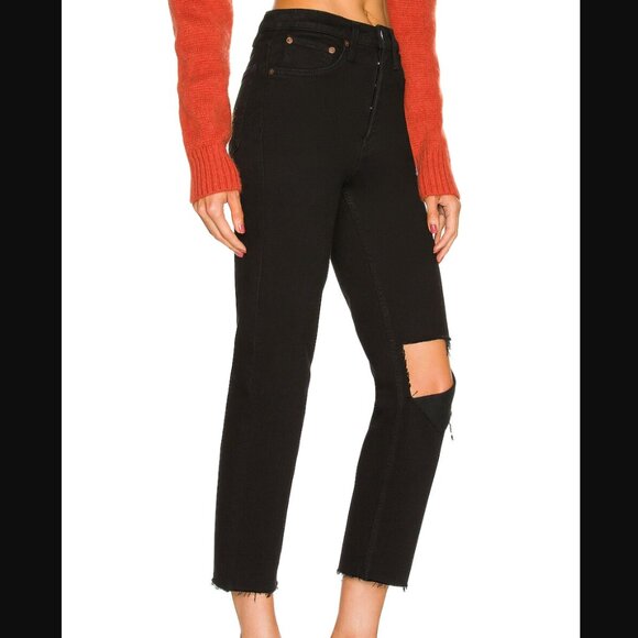 RE/DONE Originals 70s Stove Pipe Jeans Black Sz. 27 NWT - Picture 2 of 7